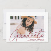 モダンバーズグンディ スクリプト フォト 卒業パーティー 招待状 (正面)