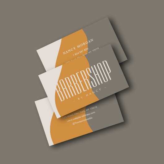 モダンバーバーショップアース素朴トーン名刺 名刺