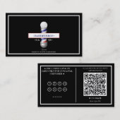 モダンバーバーショップ理容師ポールエレガントブラックロイヤリティ 名刺 (正面/裏面)