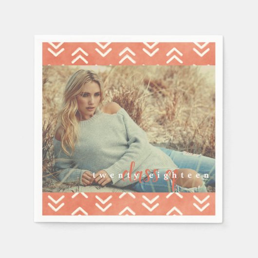 モダンバーンドオレンジアロー大学院紙ナプキンス スタンダードカクテルナプキン (正面)