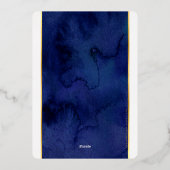 モダンバー（ユダヤ教の）バル・ミツバーブルーウォーター金ゴールド書ズ 箔招待状 (裏面)