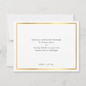 モダンバー（ユダヤ教の）バル・ミツバー感謝していお前金ゴールドスポットホワイトブルー サンキューカード (裏面)