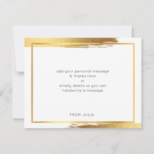 モダンバー(ユダヤ教の)バル・ミツバー感謝していユー金ゴールドストローク サンキューカード (裏面)