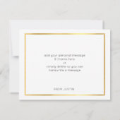 モダンバー（ユダヤ教の）バル・ミツバー感謝していユー金ゴールドスポットブラック サンキューカード (裏面)