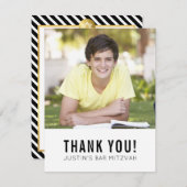 モダンバー（ユダヤ教の）バル・ミツバー感謝してい君金ゴールド白黒点 サンキューカード (正面/裏面)