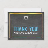 モダンバー（ユダヤ教の）バル・ミツバー頭が切れるはっきりした感謝していユーグレイ サンキューカード (正面)