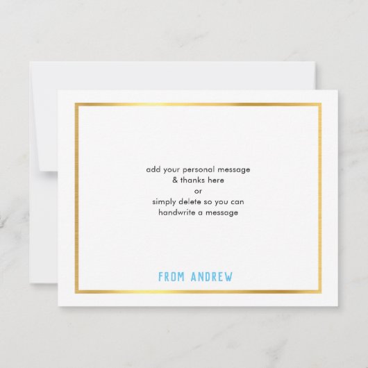 モダンバー（ユダヤ教の）バル・ミツバー頭が切れるはっきりした感謝していユーグレイ サンキューカード (裏面)