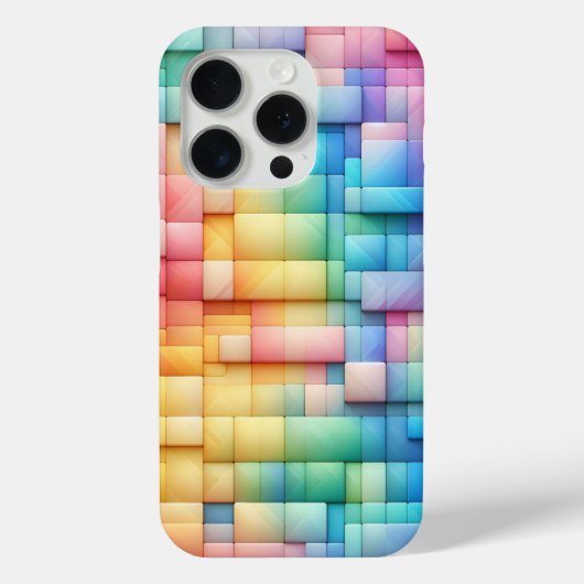 モダンパステルキャンディブロックスマホケースソフトレインボー Case-Mate iPhoneケース (裏面)