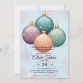 モダンパステルクリスマスオーナメントベビーシャワー 招待状 (正面)