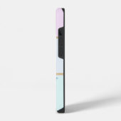 モダンパステルストライプ,ピンクフラミンゴ iPhoneケース (左側面)