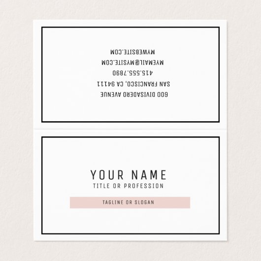 モダンパステルピンク&ブラック名刺 名刺 (外部フラット)