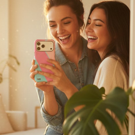 モダンパステルピンク&ブルー抽象モノグラム Case-Mate iPhoneケース