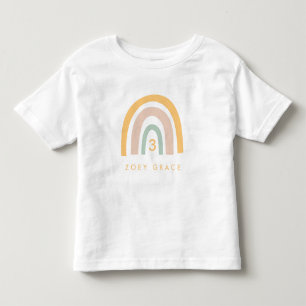 モダンパステルレインボーガールの誕生日年齢 トドラーTシャツ