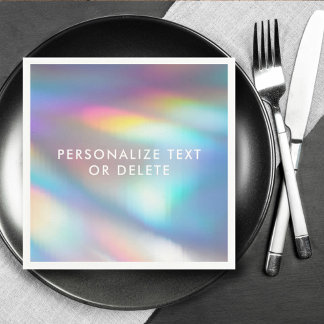 モダンパステルレインボーマーメイドユニコーンホログラフィック スタンダードカクテルナプキン