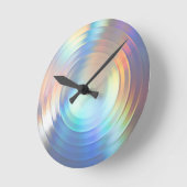 モダンパステルレインボーマーメイドユニコーンホログラフィック ラウンド壁時計 (傾斜)
