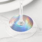 モダンパステルレインボーマーメイドユニコーンホログラフィック ワイングラスタグ (クローズアップ)