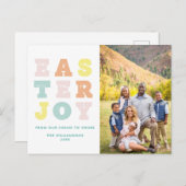 モダンパステル タイポグラフィ ファミリー フォト イースターカード シーズンポストカード (正面/裏面)