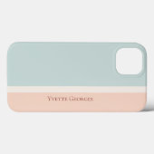 モダンパストライプのステルズブルー&ピーチカラーブロック Case-Mate iPhoneケース (裏面 (横))