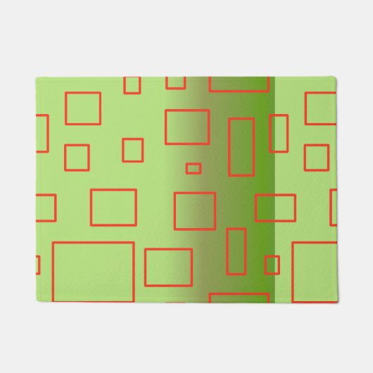 モダンパターンのグリーンの幾何学デザインの玄関マット ドアマット (正面)