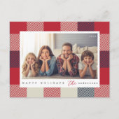 モダンパタ市松模様にーン・クリスマス・ファミリー写真 ポストカード (正面)