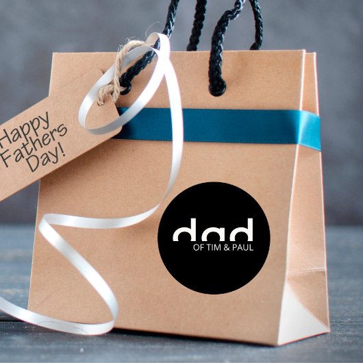 モダンパパシンプルデザイン(子供の名前を含む) ラウンドシール