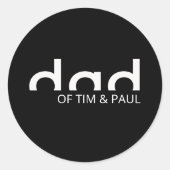 モダンパパシンプルデザイン(子供の名前を含む) ラウンドシール (正面)