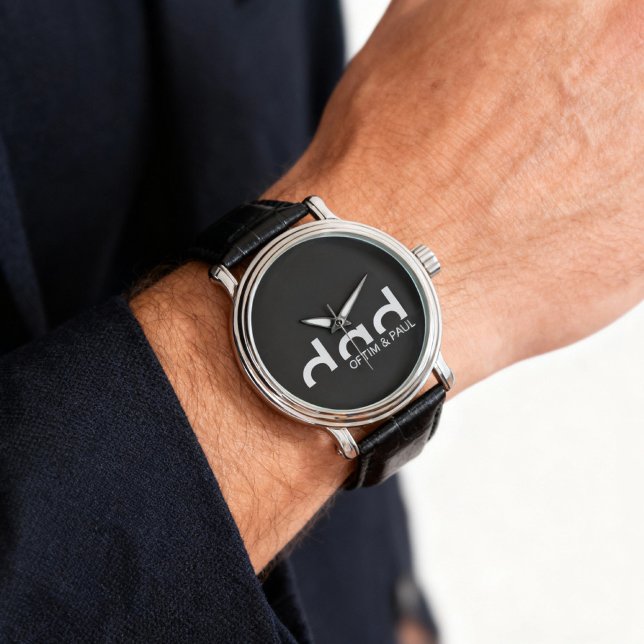 モダンパパシンプルデザイン（子供の名前を含む） 腕時計 (personalized dad watch)