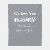 モダンパパダディ父カスタム父の子供の名前かわいい フリースブランケット (正面)