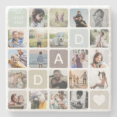 モダンパパ写真コラージュ父の日の家族の愛 ストーンコースター (正面)