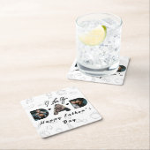 モダンパパ写真コラージュ スクエアペーパーコースター (インサイチュ)