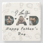 モダンパパ写真コラージュ ストーンコースター (正面)