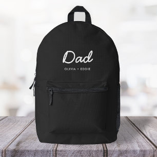 モダンパパ  キッズ名Father's Day Script Black プリントバックパック