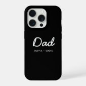 モダンパパ |キッズ名Father's Day Script Black iPhoneケース (裏面)