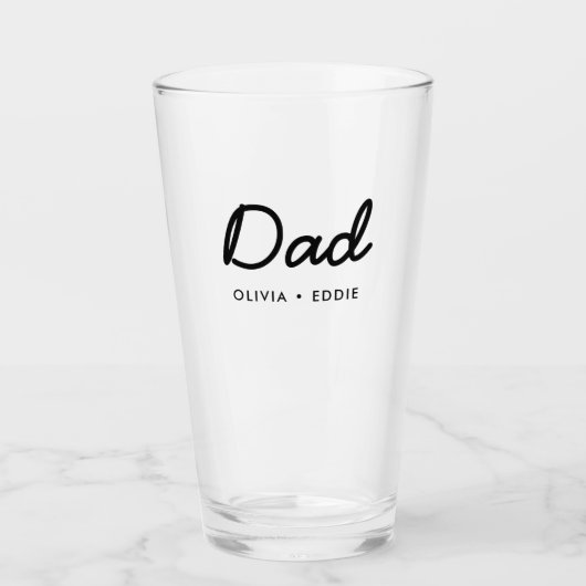 モダンパパ |子供の名前のお父さんの日のスクリプト タンブラーグラス (正面)