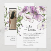 モダンパンジーの結婚式フォトQRコード 招待状 (正面/裏面)