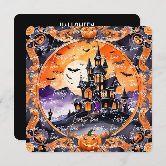 モダンパンプキンハロウィーン秋コレクション 招待状 (正面/裏面)