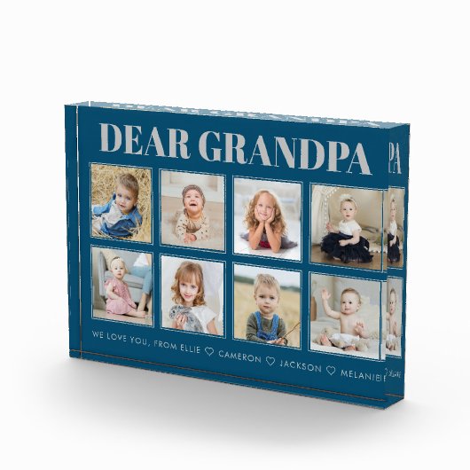モダンパーソナライズされたおじいちゃん8枚の写真が大好き フォトブロック (右)