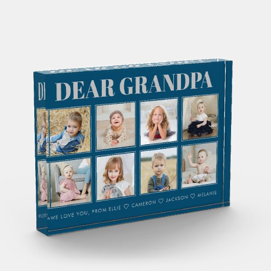 モダンパーソナライズされたおじいちゃん8枚の写真が大好き フォトブロック (左)