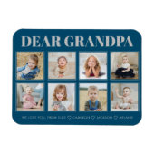 モダンパーソナライズされたおじいちゃん8枚の写真が大好き マグネット (横)