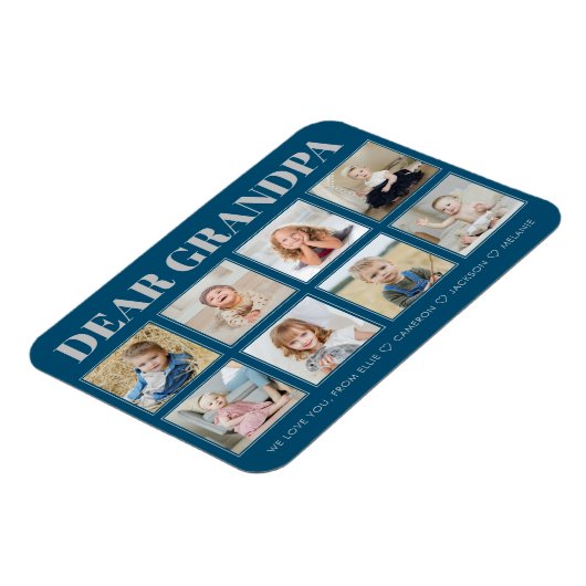 モダンパーソナライズされたおじいちゃん8枚の写真が大好き マグネット (左側)