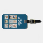 モダンパーソナライズされたおじいちゃん8枚の写真が大好き ラゲッジタグ (正面横)