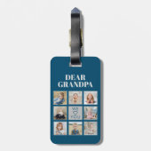 モダンパーソナライズされたおじいちゃん8枚の写真が大好き ラゲッジタグ (裏面縦)