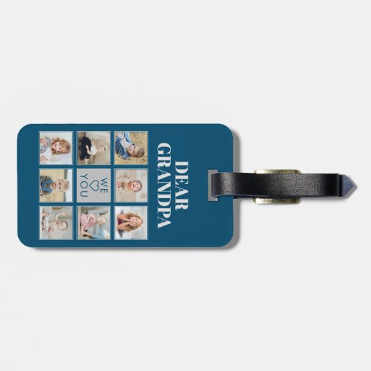 モダンパーソナライズされたおじいちゃん8枚の写真が大好き ラゲッジタグ (裏面横)