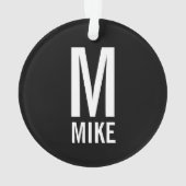 モダンパーソナライズされたはっきりしたモノグラム名 オーナメント (裏面)