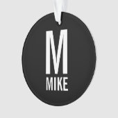 モダンパーソナライズされたはっきりしたモノグラム名 オーナメント (正面)