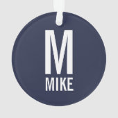 モダンパーソナライズされたはっきりしたモノグラム名 オーナメント (裏面)