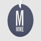 モダンパーソナライズされたはっきりしたモノグラム名 オーナメント (正面)