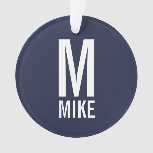 モダンパーソナライズされたはっきりしたモノグラム名 オーナメント (正面)