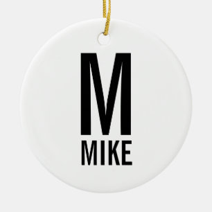 モダンパーソナライズされたはっきりしたモノグラム名 セラミックオーナメント