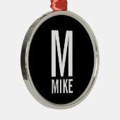 モダンパーソナライズされたはっきりしたモノグラム名 メタルオーナメント (右)